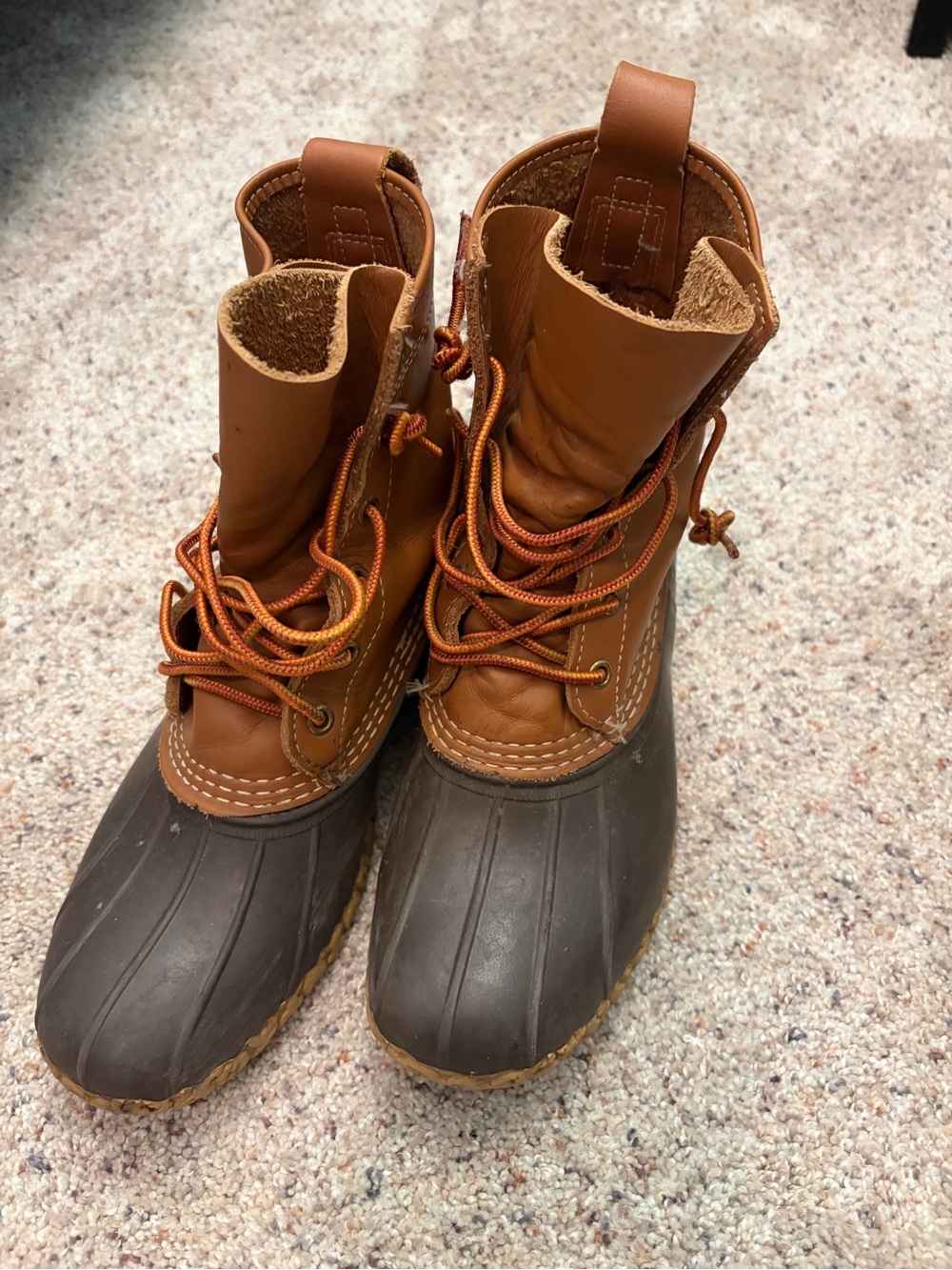 L.L. Bean Brown and Dark Brown Women's Lace-Up Duck Boots